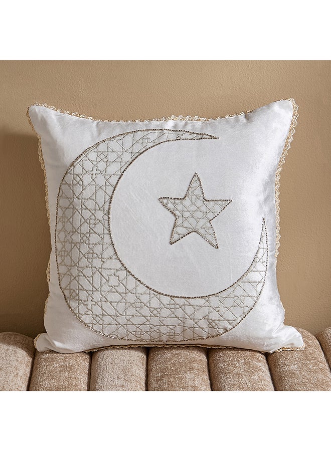 Home Box وسادة القمر والنجمة - ذهب أبيض - 45x45 سم - Image 1